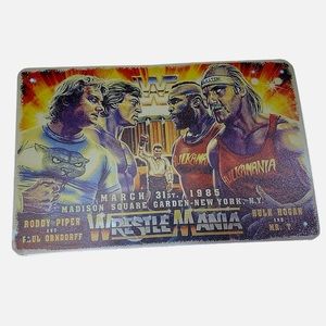 Vintage Wrestle Mania Metal Sign